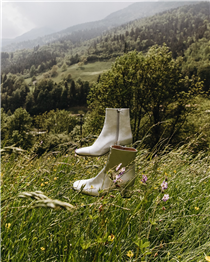 Walking on air. The Emme boots get a fresh and playful update in silver.