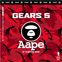 AAPE 與  Xbox HK 即將推出的新作《GEARS 5》聯乘服飾系列於 8 月 30 日正式上架 凡購買 #AAPE x GEARS 5 單品包括短袖T恤、連帽衛衣、外套和棒球帽，更可免費取得下載碼，於《GEARS 5》遊戲中獲取 AAPE 獨家塗裝套件* *需要另購《GEARS 5》遊戲和 Xbox Live 金會員資格... #AAPEBYABATHINGAAPE