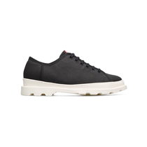 Black textile shoe for women with chunky outsoles. Upper: Natural textile (Cotton)