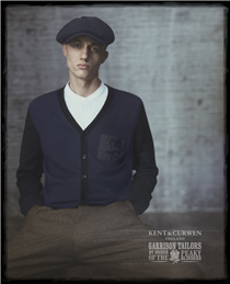 AVAILABLE NOW Lightweight merino wool cardigan from our Kent & Curwen  x Peaky Blinders capsule collection: finished with a tonal dark grey rose patch on the chest, for a nod to our authentic British heritage.