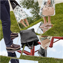 On him: stylish brushed-calf chunky loafers; extra soft, light-weighted black tote with clean lines